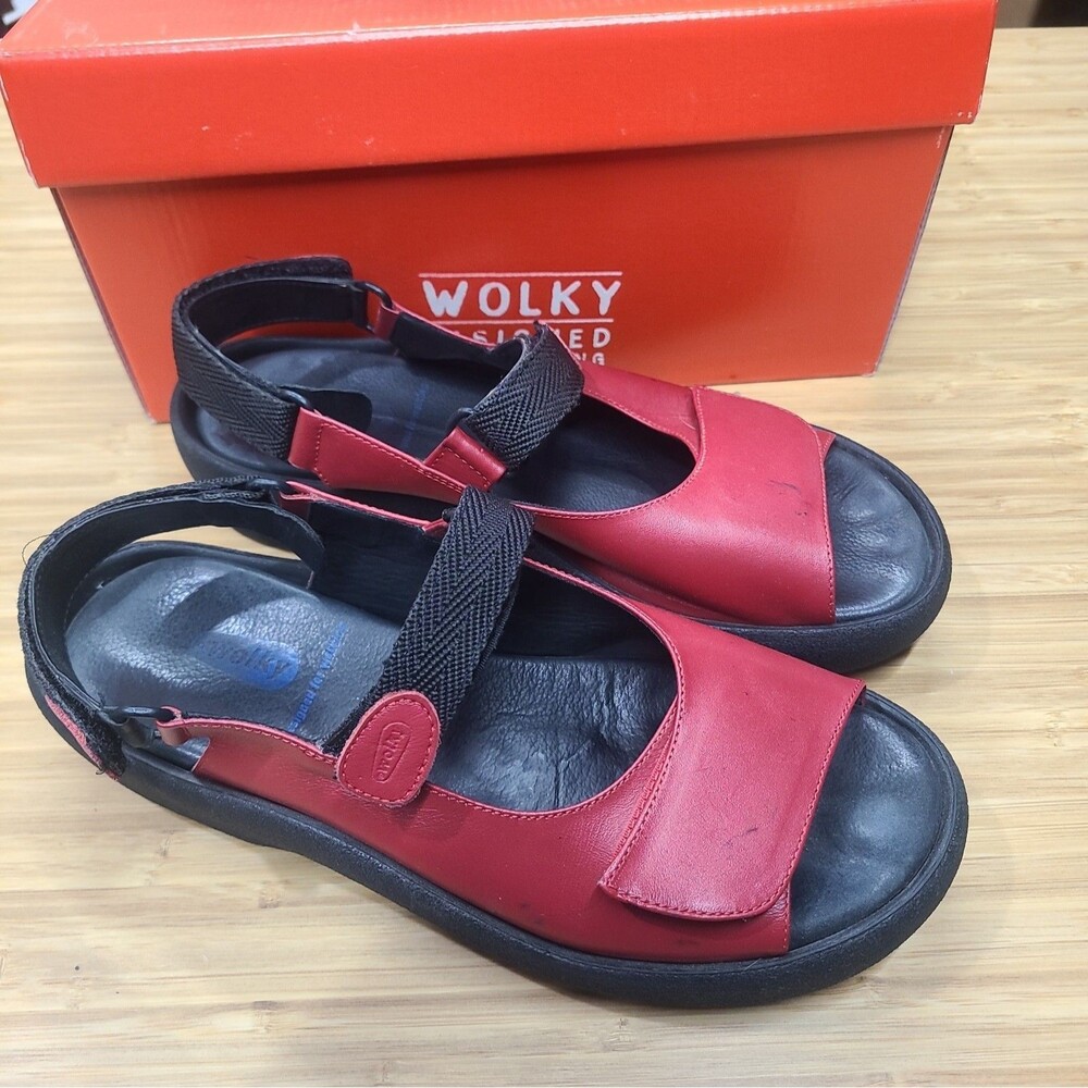 Red Leather Wolky Jewel sandals women's size  10 - EU 41